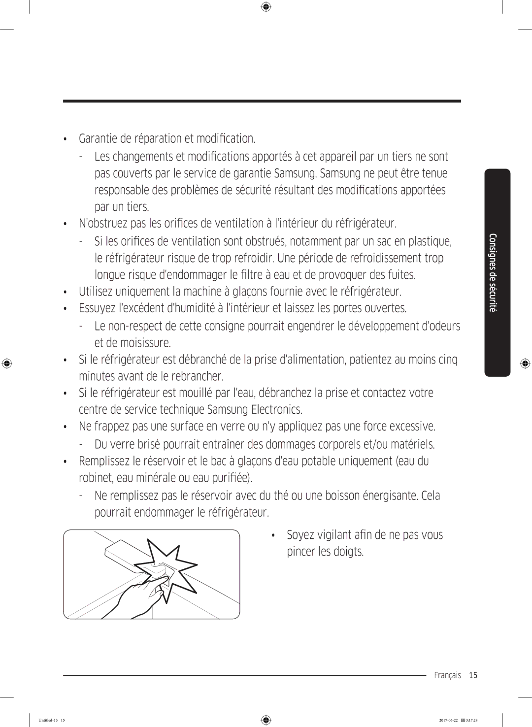 Samsung RT58K7100S9/EF, RT62K7110S9/EF manual Français 15  